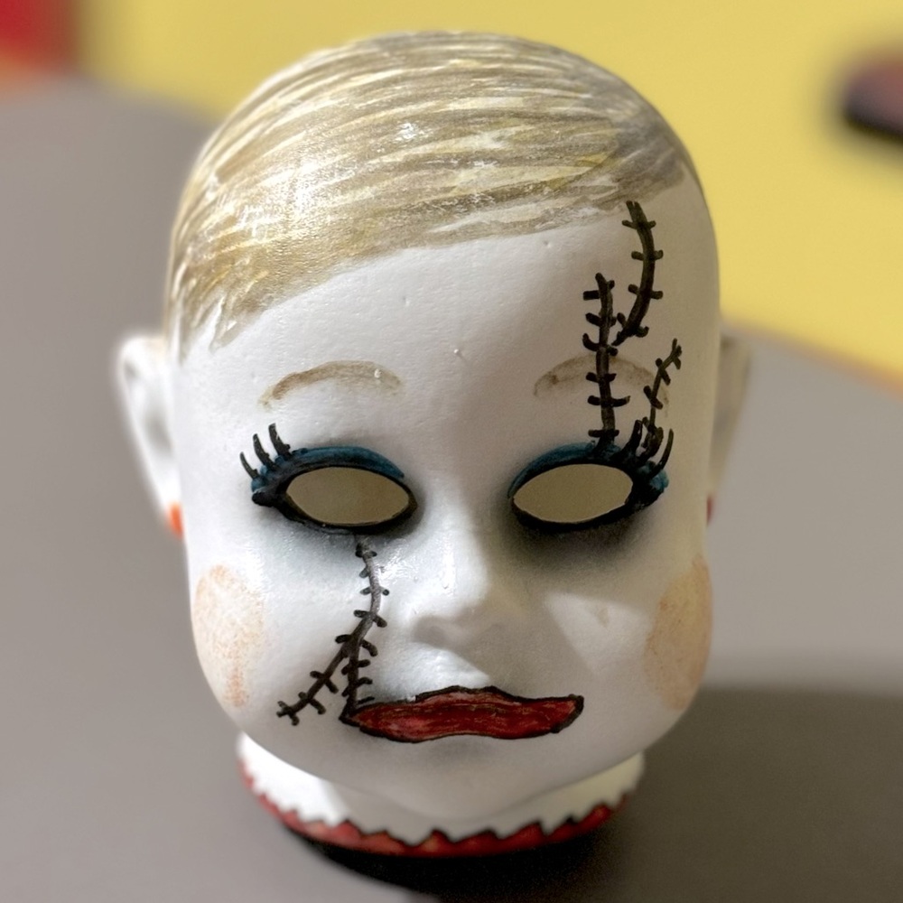 Creepy Baby Doll Head One of a Kind Hand Crafted